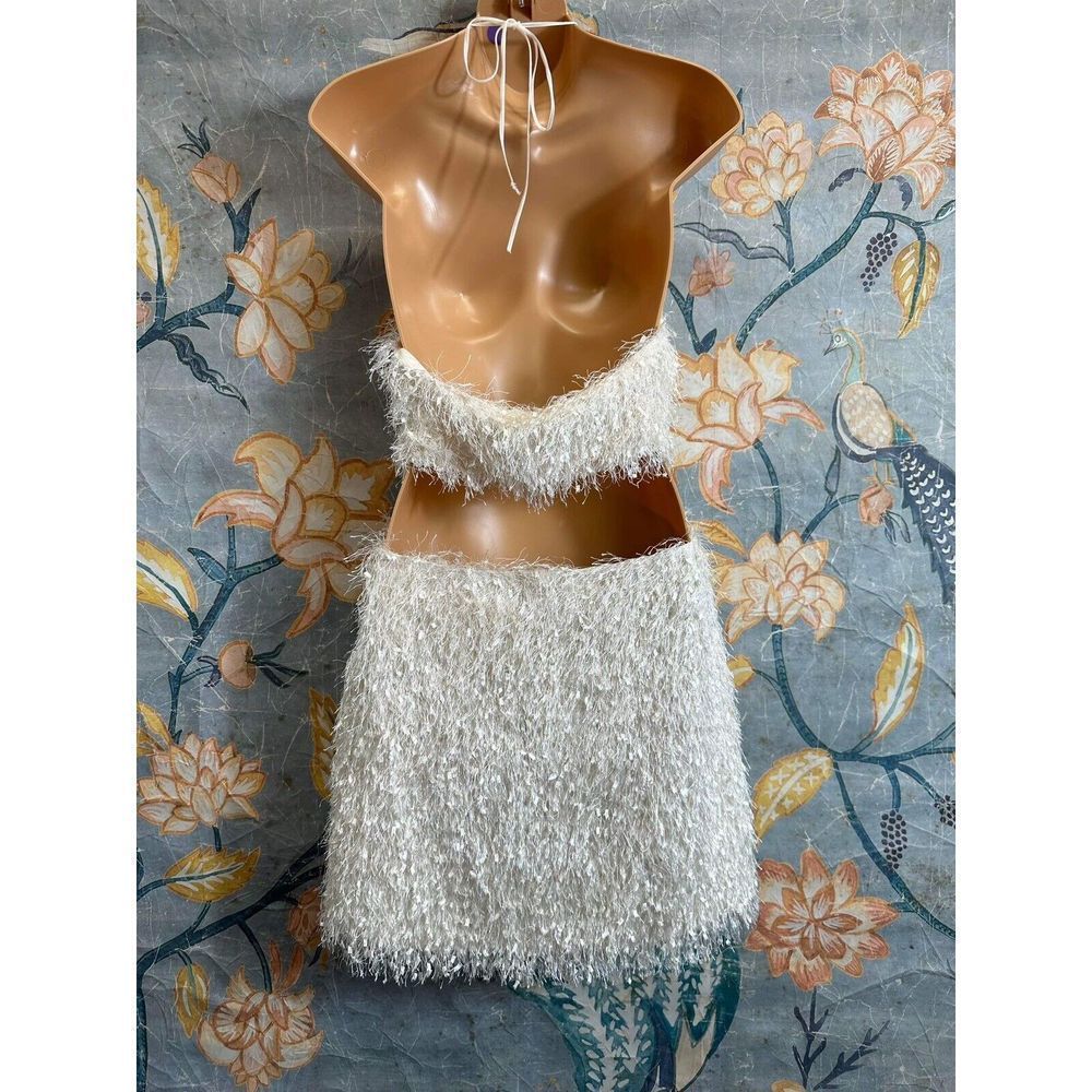 BHLDN Ivory Feathered Mini Dress - Picture 5 of 7